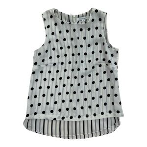 Rose + Olive Black White Polka Dot Sleeveless Top - Size XS